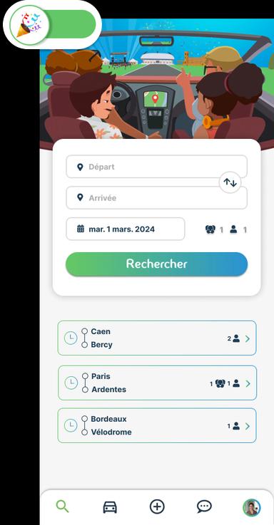 Page d'accueil de l'app mobile